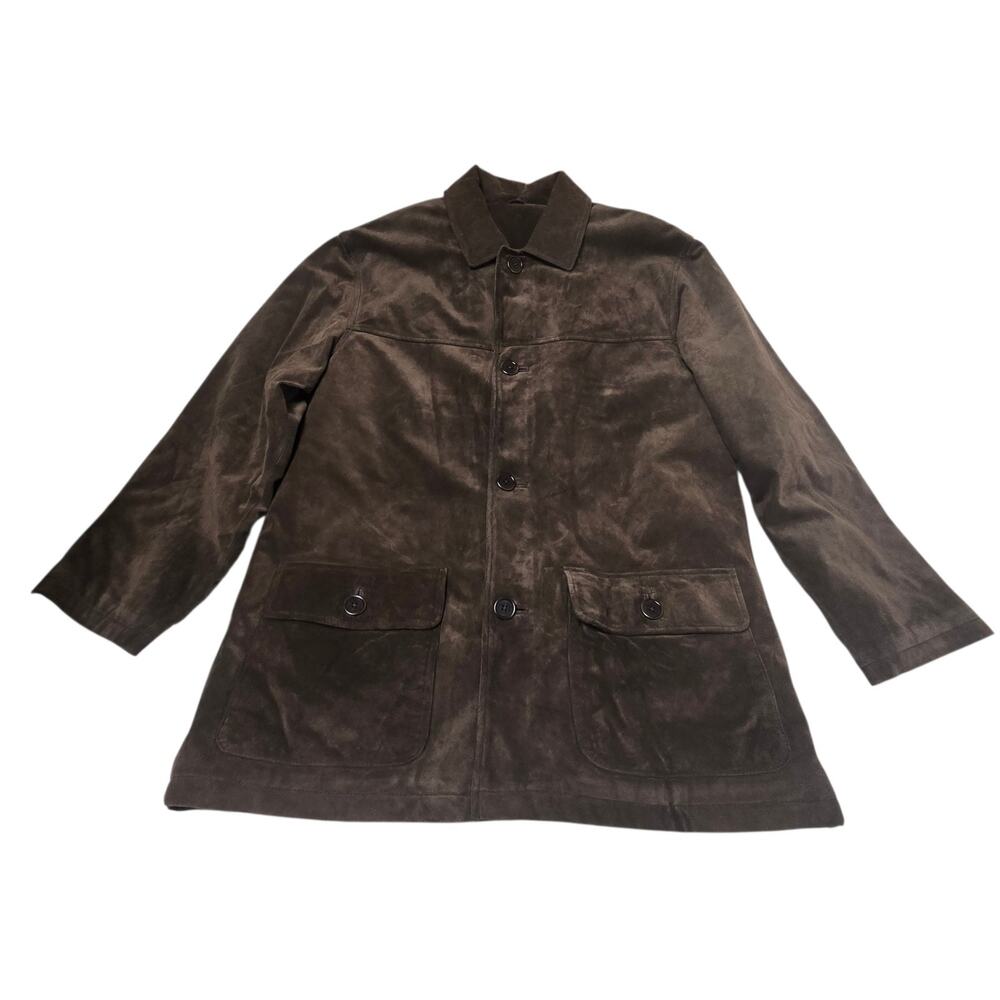Brand New Men's Coach Leather Suede Coat Size Medium Brown
